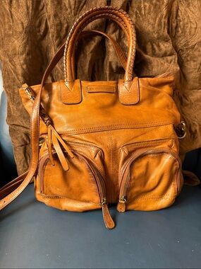 The Frye Jenny Fold Over Leather Tote Bag in Whiskey-